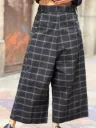 Pantalón Wide Leg Fine Check Negro