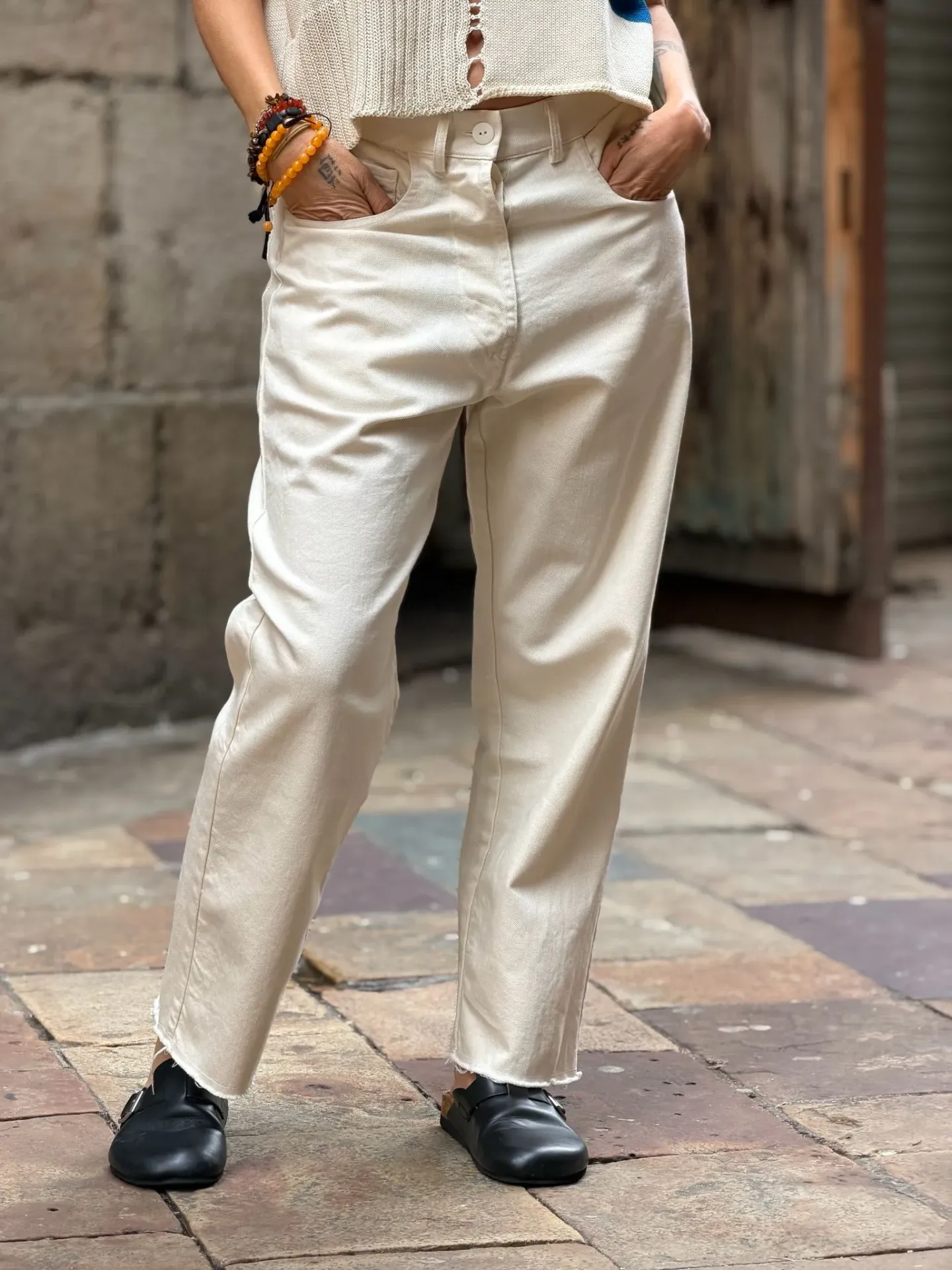 Pantalón Natural 5 Bolsillos Crudo